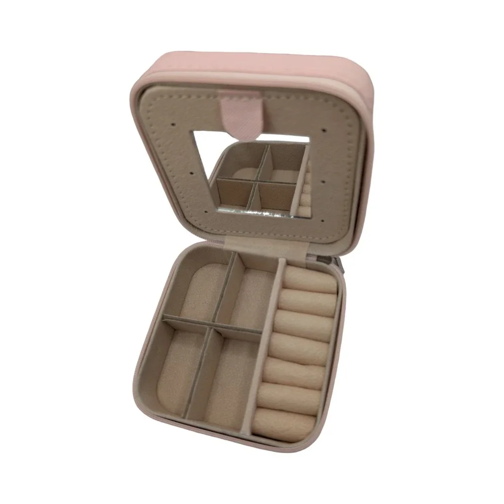 Happy 8th Birthday Unicorn Jewelry Box–Pink Travel Jewelry Organizer with Mirror